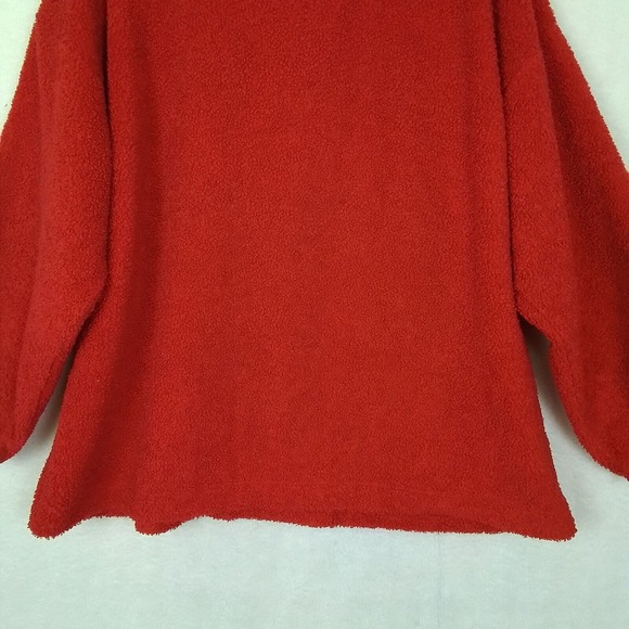 Loft Plus 1/4 Zip Fleece Lined Teddy‎ Bear Pullover Sweater Size 16/18 in Red - Picture 9 of 11